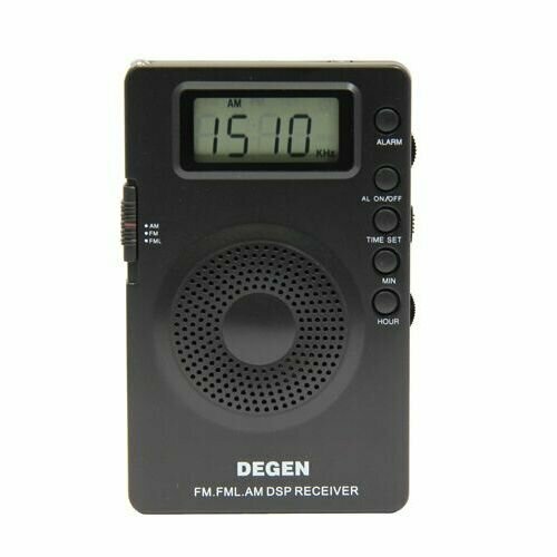 Портативный Цифровой Всеволновый Мини Радиоприемник Degen DE215 Диапазоны FM FML MW Карманный с Часами Питание от Батареек 2AAA 3390₽