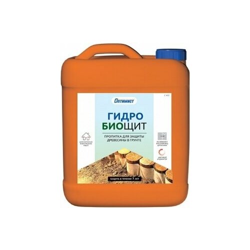 Пропитка Оптимист C402 Гидробиощит 1л для Защиты Древесины в Грунте для Наружных и Внутренних Работ. бесцветный