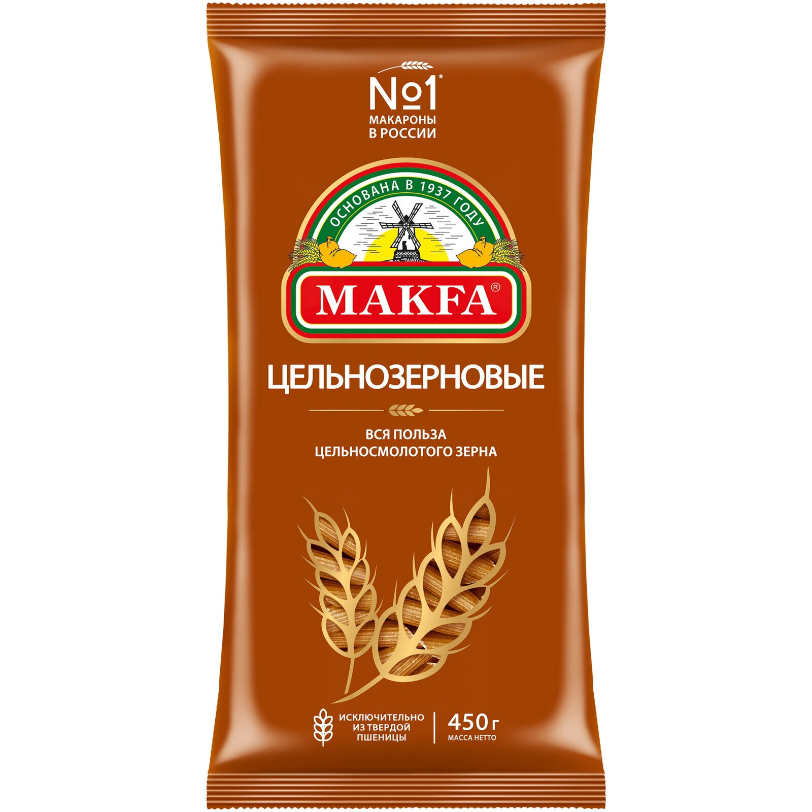 Макфа Макароны  цельнозерновые, перья, 450 г