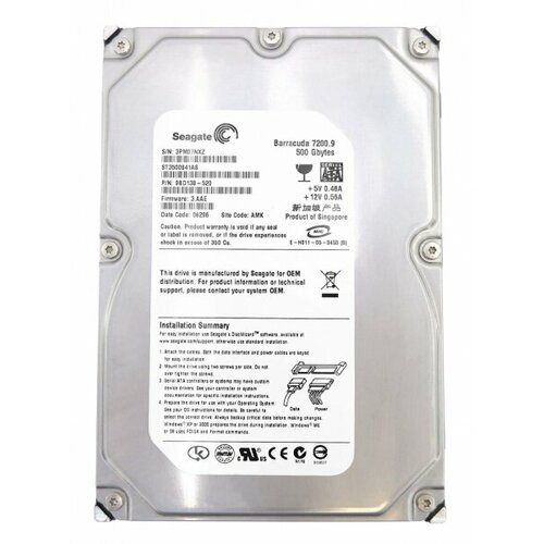 Жесткий диск Seagate 9BD138 500Gb 7200 SATAII 3.5 HDD жесткий диск seagate 45n7276 500gb 7200 sataii 2 5 hdd