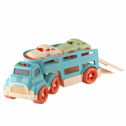 Автовоз с двумя машинками Голубой/Оранжевый