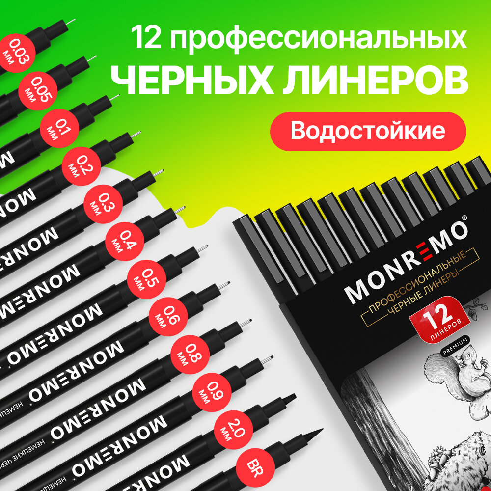фото Набор профессиональных черных водостойких ручек линеров