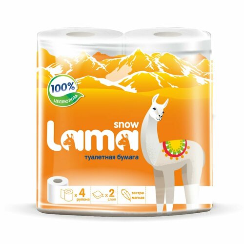 Туалетная бумага Snow Lama 2сл 4р желтая туалетная бумага snow lama 2сл 4р белая