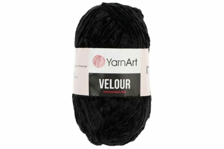 Пряжа YarnArt Velour черный (842), 100%микрополиэстер, 170м, 100г, 2шт