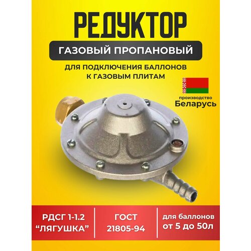 Редуктор регулятор давления РДСГ 1-12 Лягушка пропановый для газовых баллонов Новогаз НЗГА Беларусь 1163₽