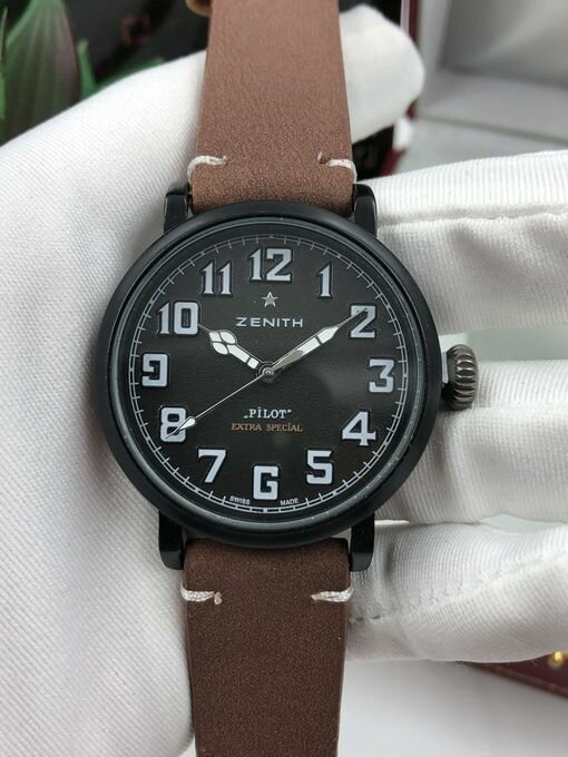 фото Мужские наручные часы ZENITH с кожаным ремешком в подарочной упаковке