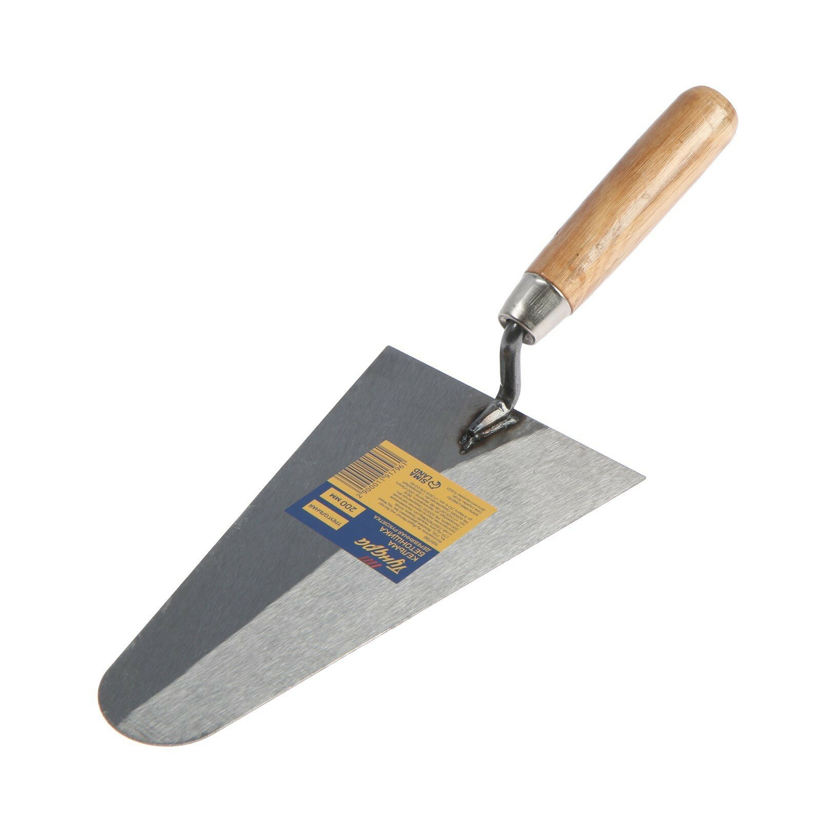 фото Кельма бетонщика тундра, треугольная, деревянная рукоятка, 200 мм