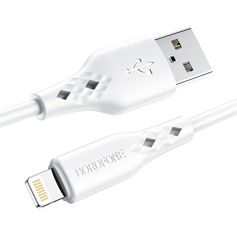 фото Дата-кабель USB 2.4A для Apple 8-pin Borofone BX48 ПВХ 1м White
