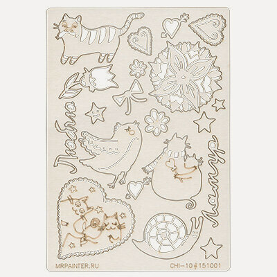 Изображение товара Mr.Painter CHI-10-XM79 Чипборд 11.5 x 16.5 см 151001 Мур-мур декоративная заготовка