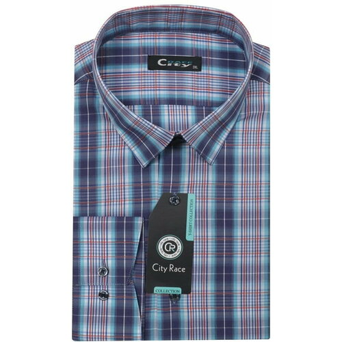 Рубашка Мужская рубашка длинный рукав, хлопковая, приталенная SLIM FIT, размер 40 L, мультиколор