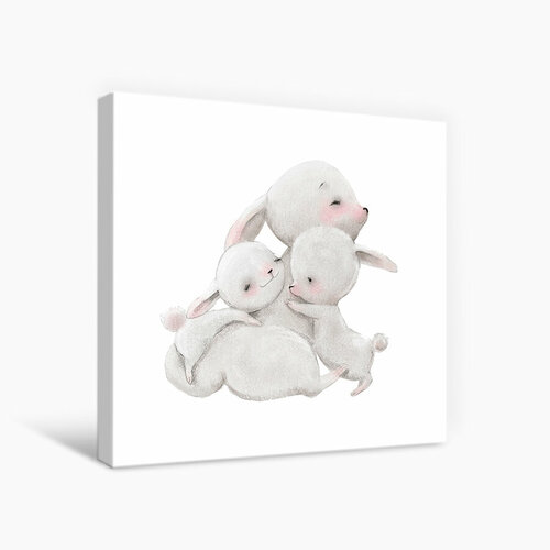 Картина на холсте Postermarket Милые зайчики 40х40 см