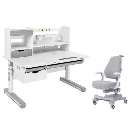 Комплект парта Pensare Grey + кресло Solidago Grey c подлокотниками