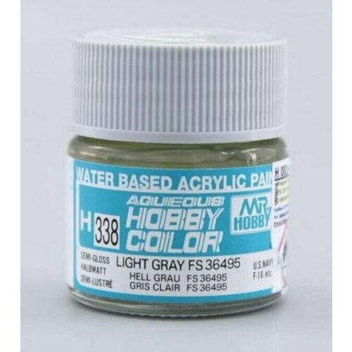 MR.HOBBY Краска акриловая на водной основе полуматовая H 338 Светло-серый FS36495 (LIGHT GRAY FS36495), 10мл