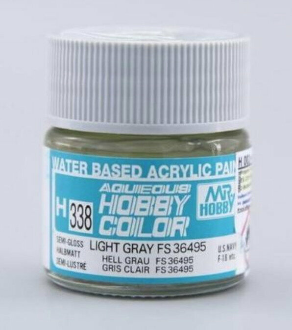 фото MR.HOBBY Краска акриловая на водной основе полуматовая H 338 Светло-серый FS36495 (LIGHT GRAY FS36495), 10мл