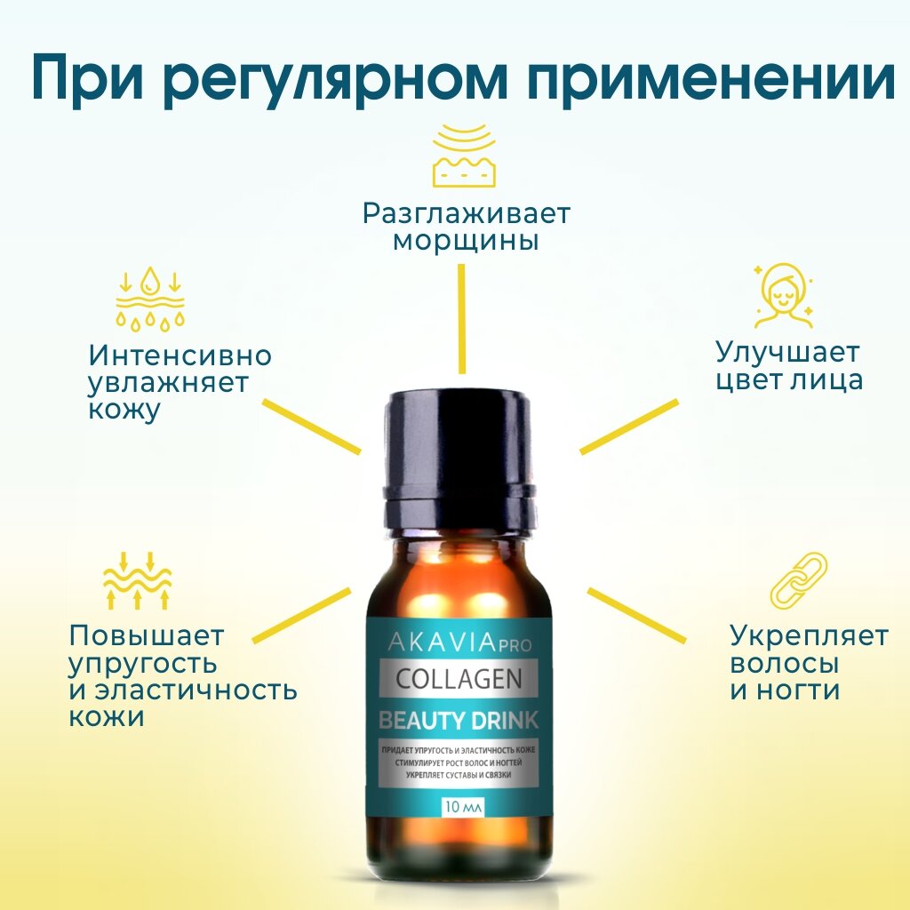 Коллаген Beauty Drink Pro Акавия напиток фл. 10мл 15шт АО Вектор-Медика - фото №3