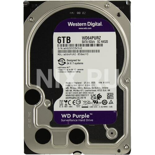 Жесткий диск Western digital Purple 6 Тб WD64PURZ