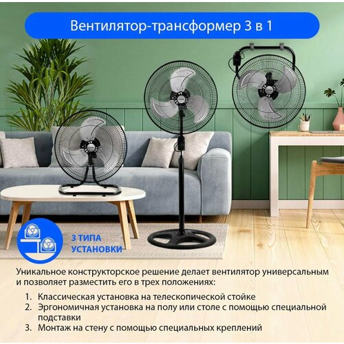 Вентилятор напольныйнастольный 5 лопастей 2 в 1 398800₽