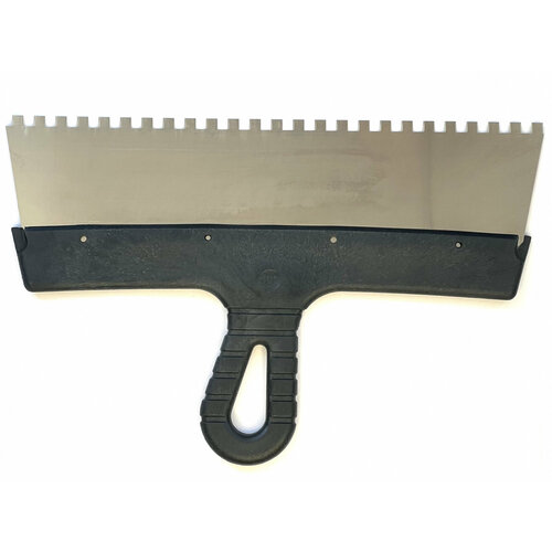 Шпатель зубчатый 300мм, зуб 6х6, нержавеющая сталь, пластиковая ручка BERHAU 102181