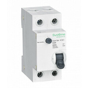 Автомат дифференциальный Systeme Electric City9 Set АВДТ 25А 30 мА 1P+N тип АС 4,5 кА (C9D34625)