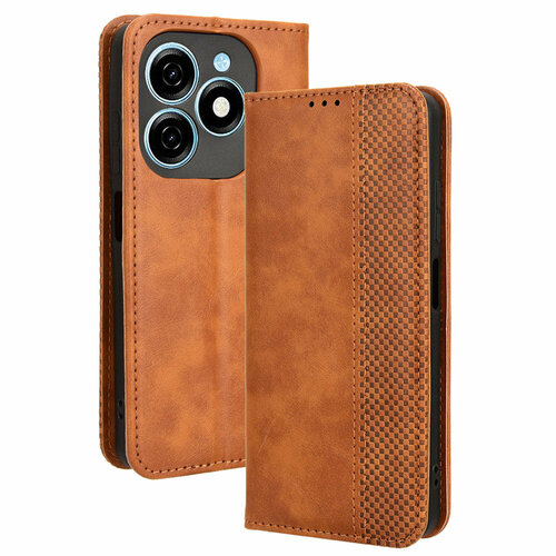 фото Чехол книжка для tecno spark 20 с магнитом и отделением под карты / техно спарк 20 (коричневая) cover-up