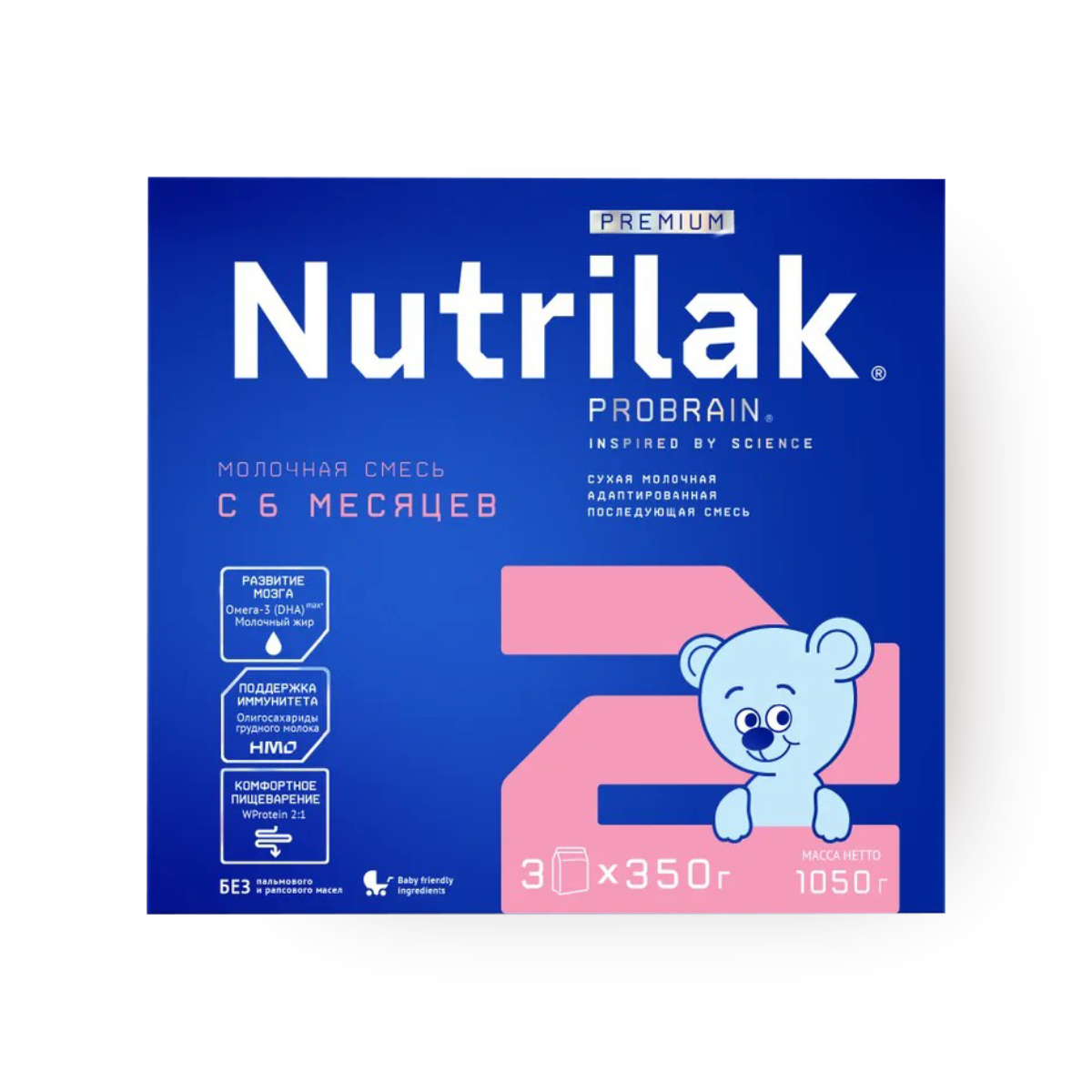 Молочная смесь Nutrilak Premium 2, с 6 мес, сухая, без пальмового масла, 1050 г