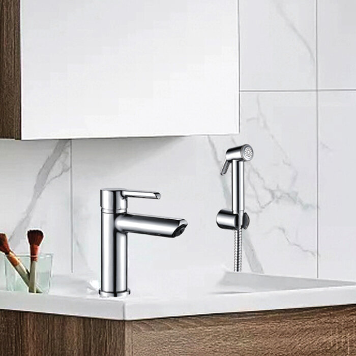 Смеситель для раковины с гигиеническим душем Shevanik S6071