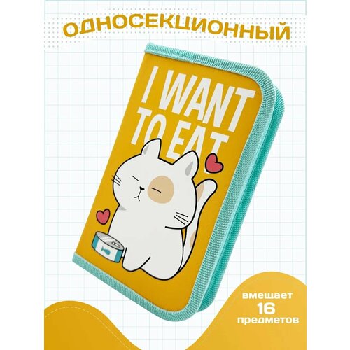 Пенал школьный для девочек AXLER большой вместительный органайзер книжка для канцелярии карандашей ручек детский для школы и подростков котик 197₽