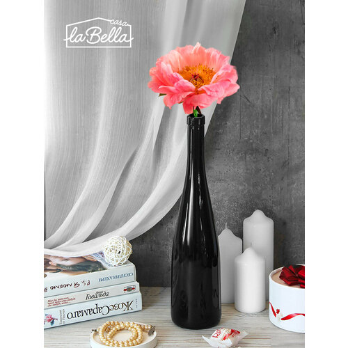 Ваза для цветов, стекло, подарочная упаковка, 33х8 см, черная