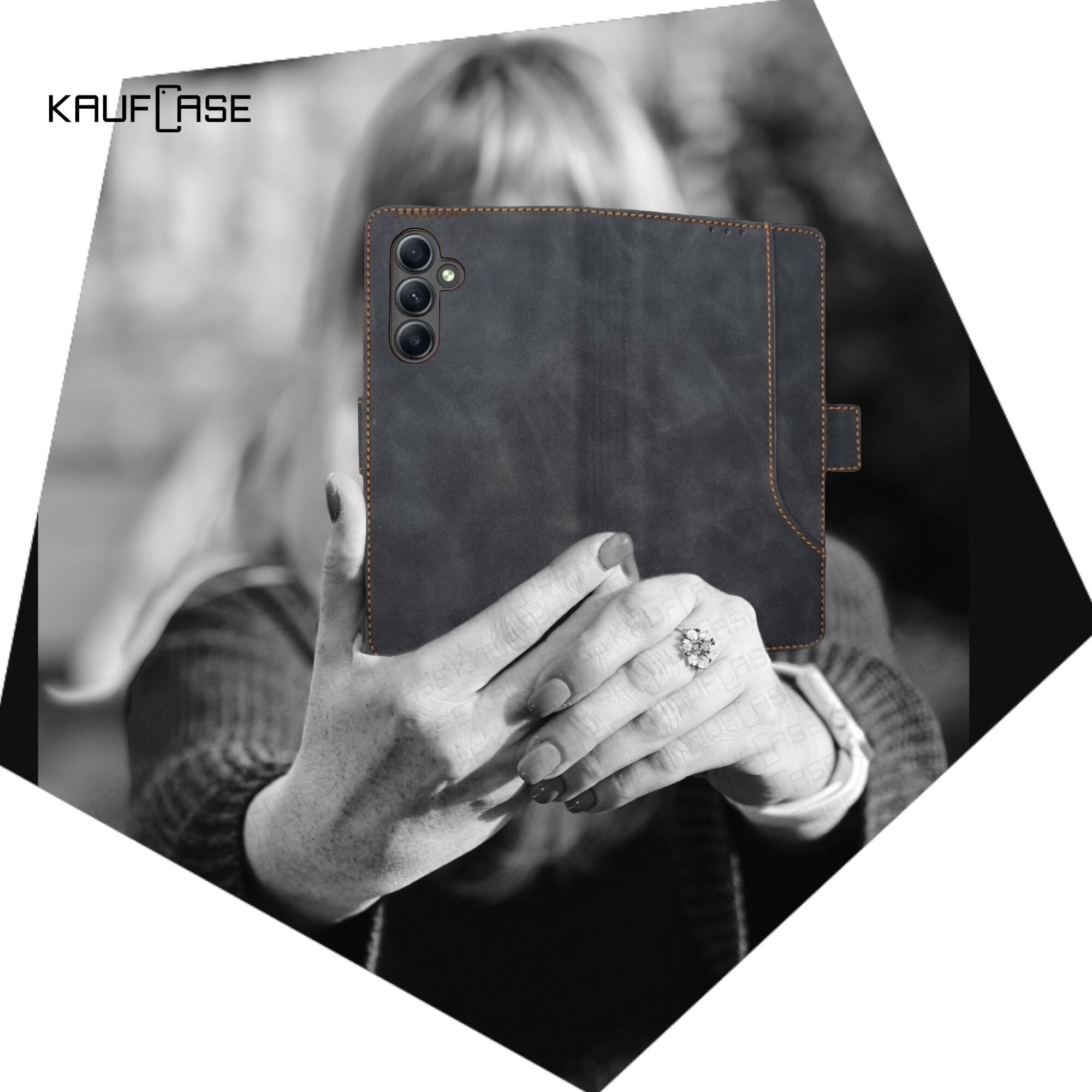 Чехол книжка с карманом кошельком для вашего смартфона Samsung A35 (SM-A356) (6.6"), черный. Матовая текстура под кожу, дополнительный карман на крышке чехла, отделения для карт и купюр — фото 1
