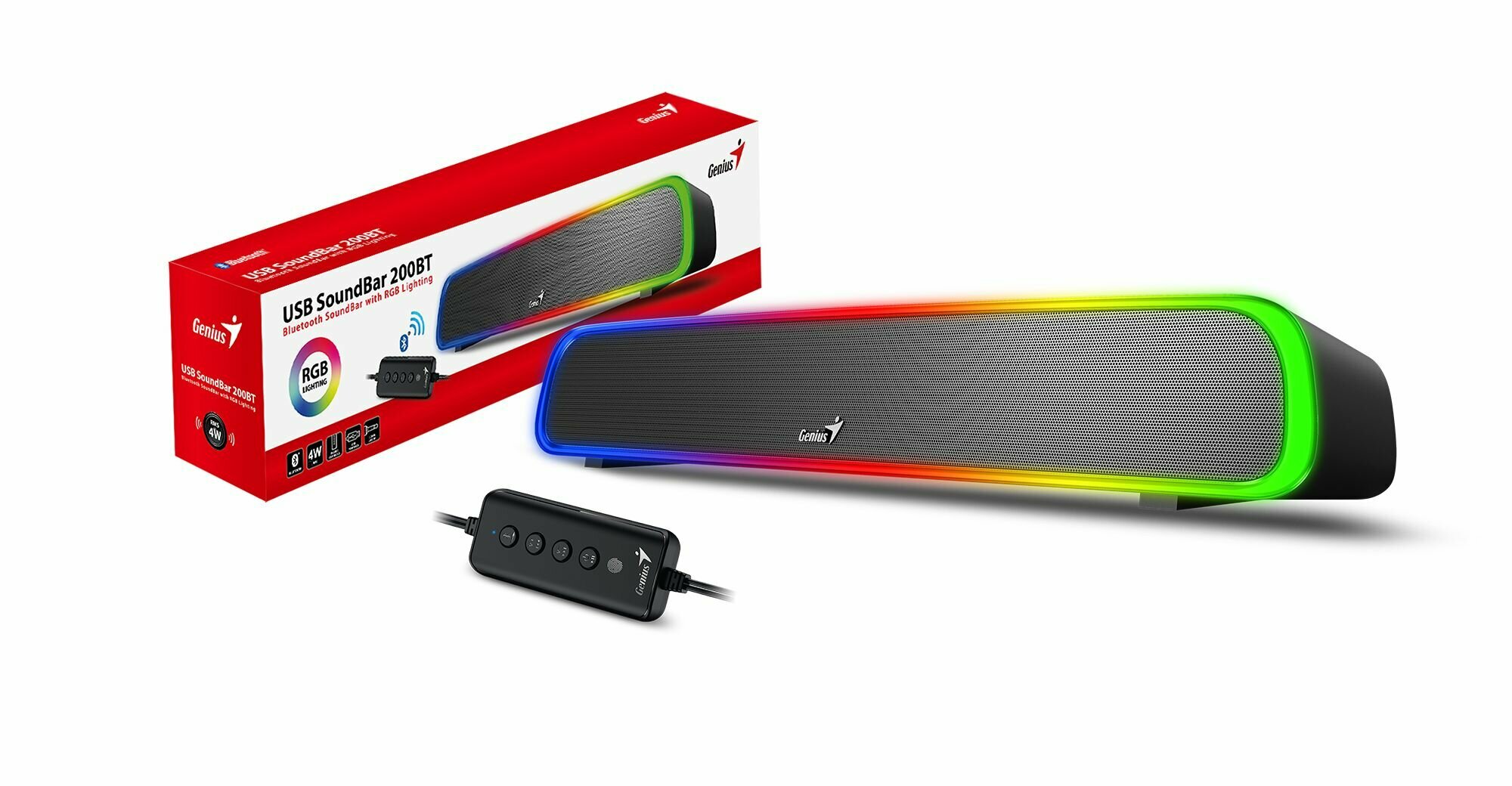 Саундбар Genius 31730045400 5Bт, USB, ультракомпактный, встроенный регулятор громкости, черный - фото №5