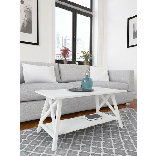 фото Стол журнальный лофт 90х50 см, белый make mebel