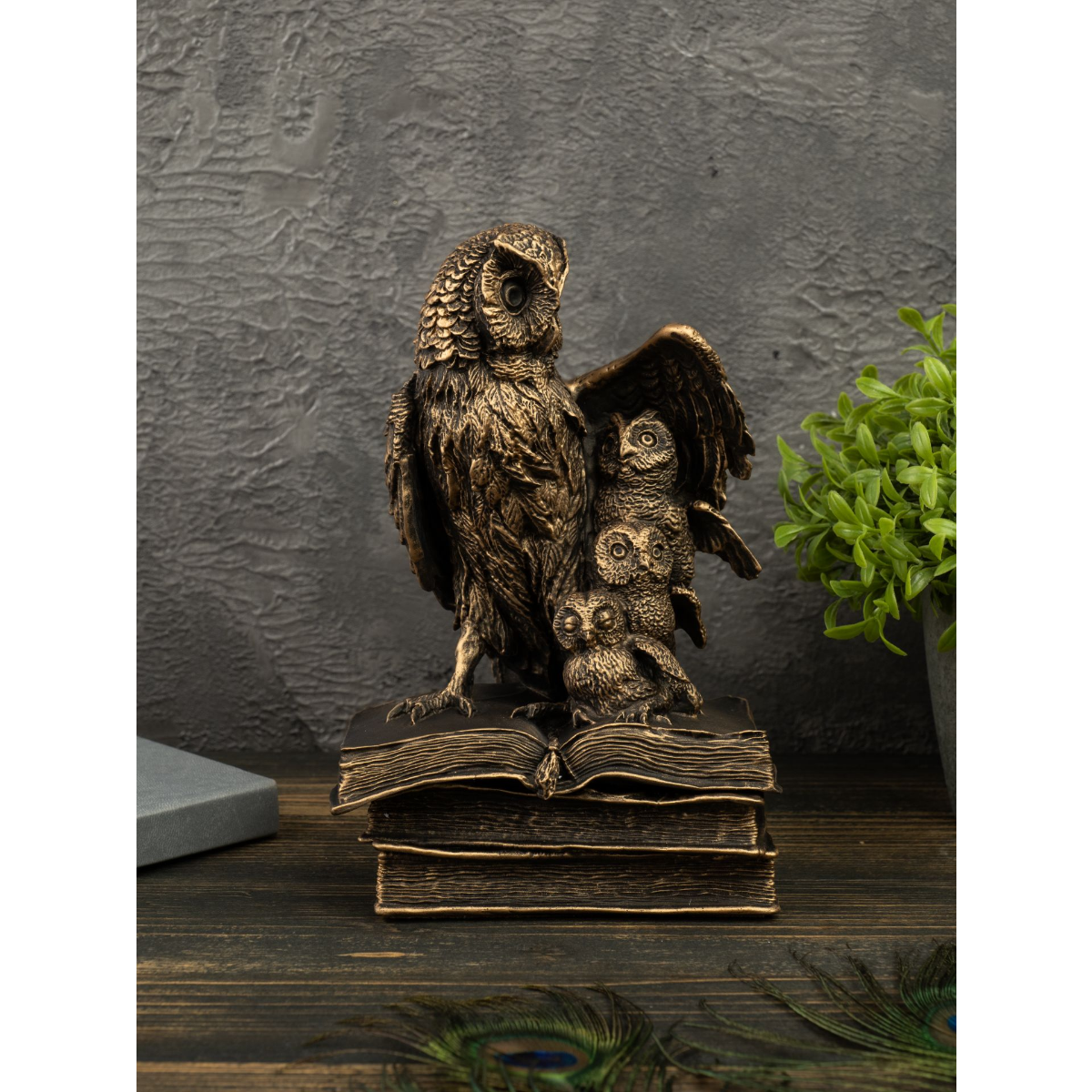 Шкатулка "Сова", "Вернисаж истории", литьевой мрамор, цвет Патина Бронза — фото 1