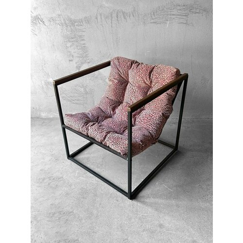 Кресло для отдыха Лофтовик ++ велюр розовый леопард