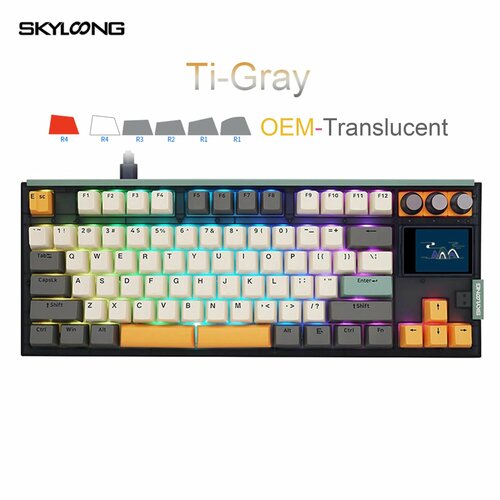 SKYLOONG GK87 Pro Беспроводная механическая клавиатура 87 клавиш RGB Gray-White-Red Silent CuCl2 19794₽
