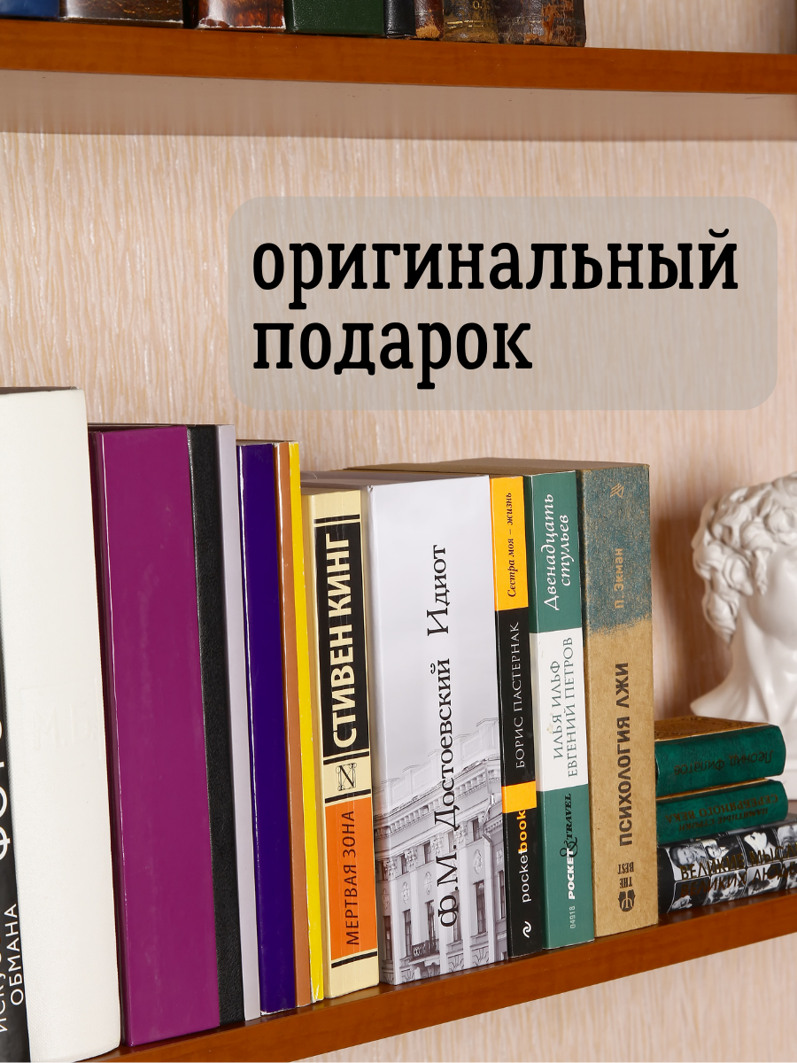 Книга сейф для денег AXLER шкатулка с ключом, копилка в виде книжки, «Идиот» — фото 1