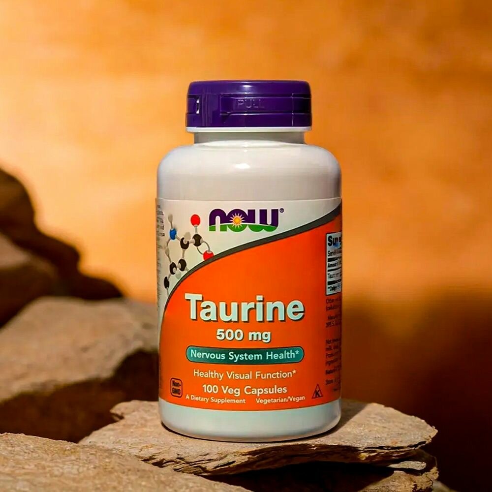 БАД Таурин 500 мг 100 капсул, NOW Taurine, Для зрения, мозга и сердечно-сосудистой системы, США
