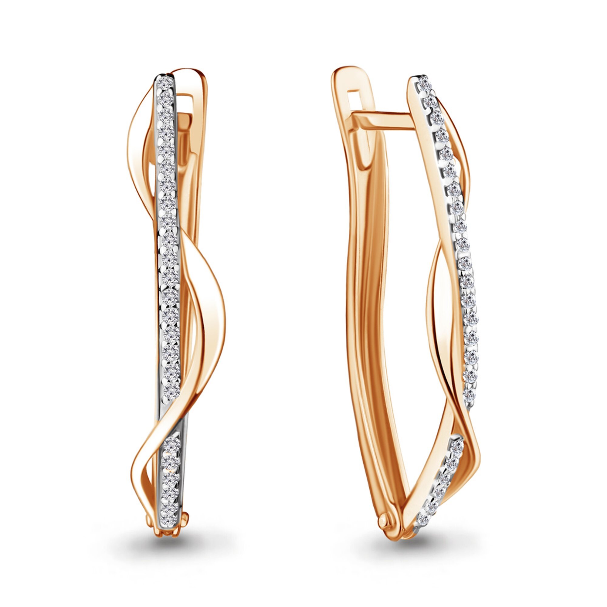 Серьги Diamant online, серебро, 925 проба, золочение, фианит