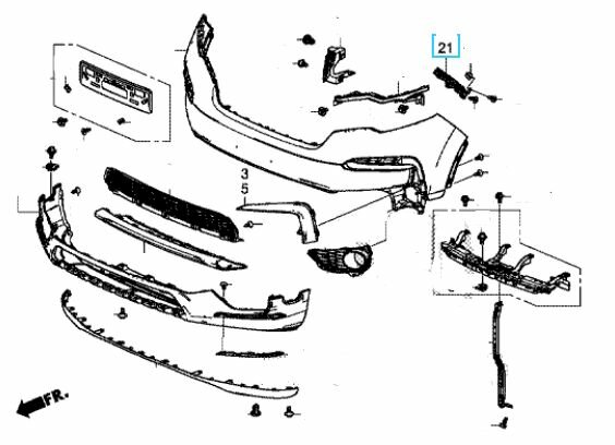 Уплотнитель переднего бампера левый (Оригинал)