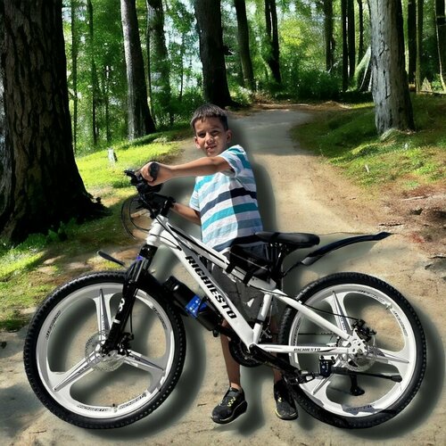 Велосипед детский горный RICHIESTO Колёса 24 Рама 13 3 луча Алюминиевые литые диски Подростковый белый 27579₽