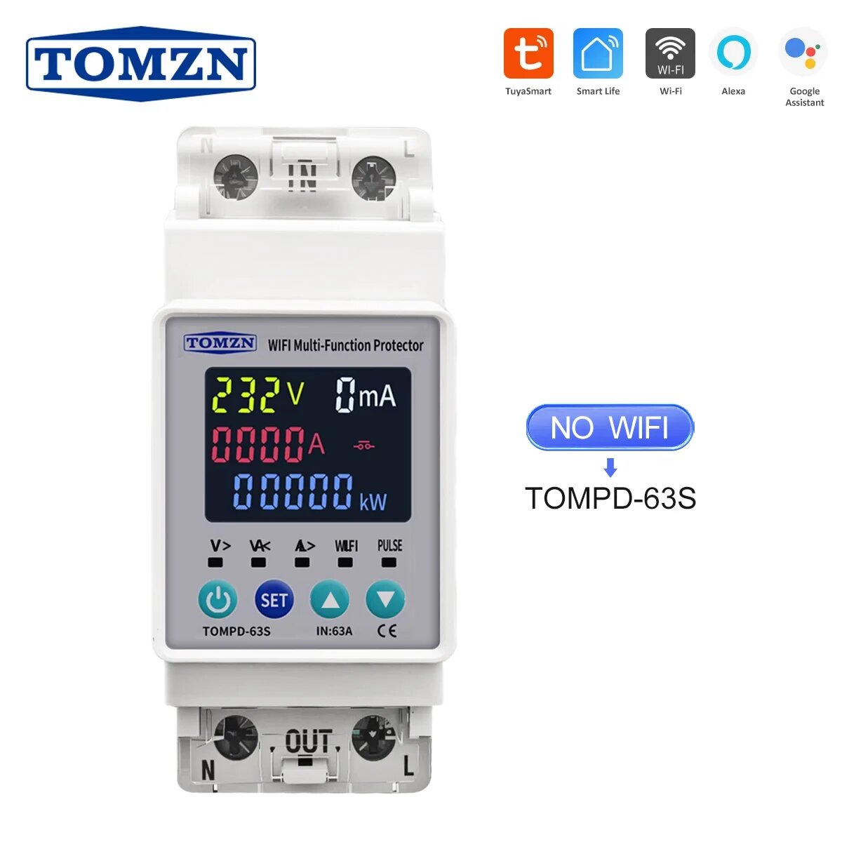 TOMZN TOMPD-63SW WiFi Умный выключатель 63A, NO WIFI TOMPD-63S — фото 1