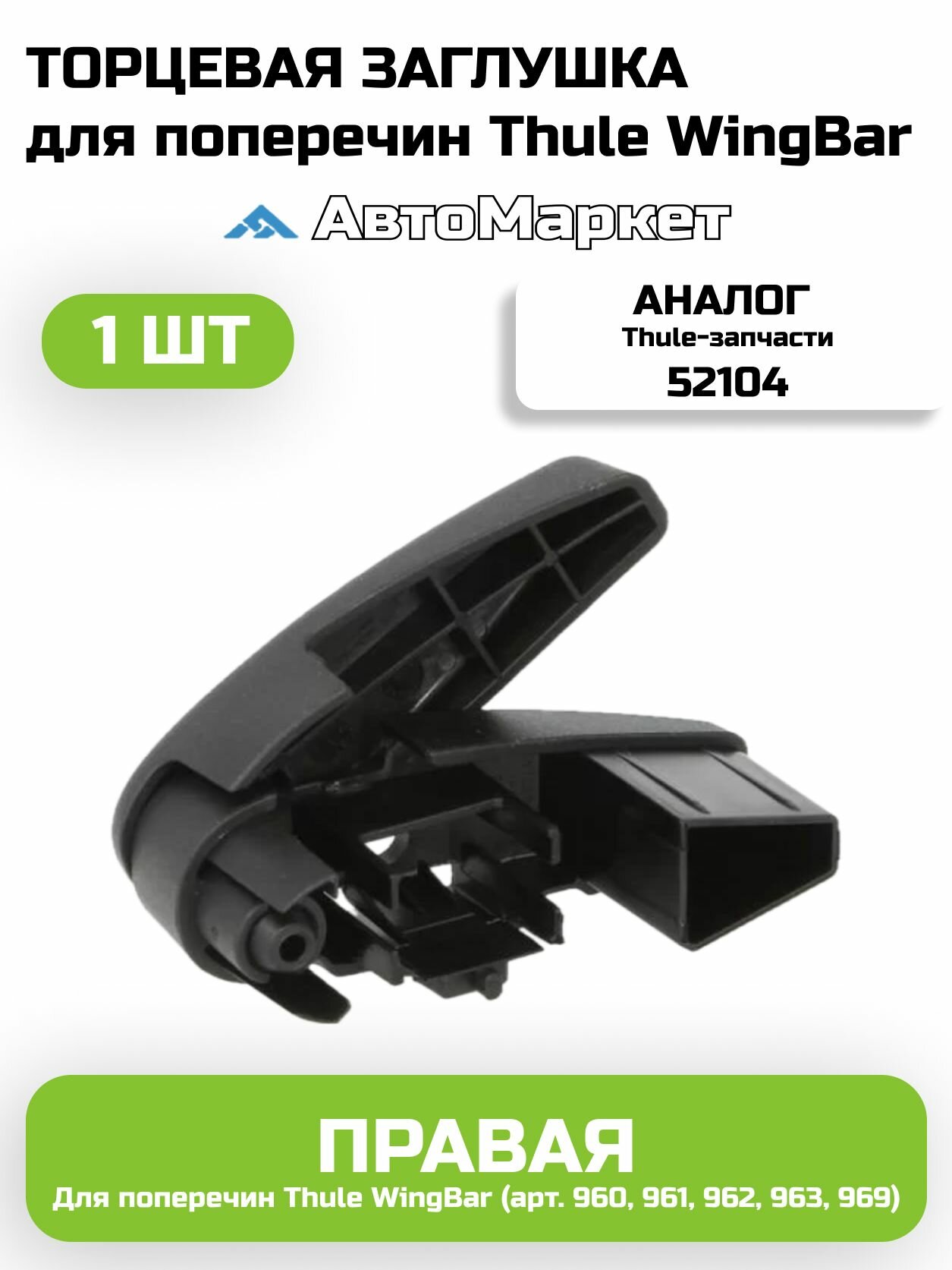 Торцевая заглушка для поперечин Thule Wingbar 960, 961, 962, 963, 969 (Правая)