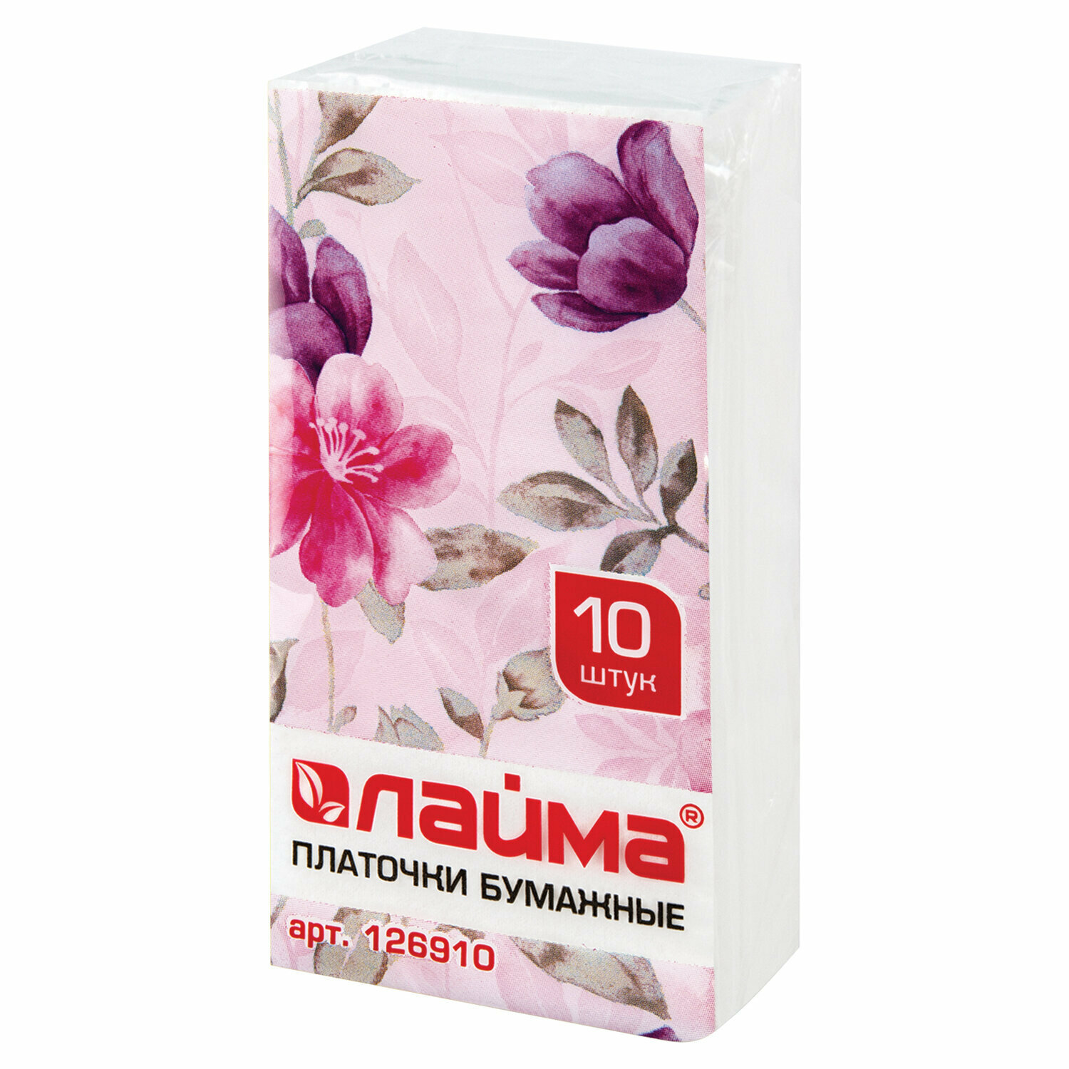 Изображение Платки носовые Лайма 3-х слойные, 10 шт (126910)