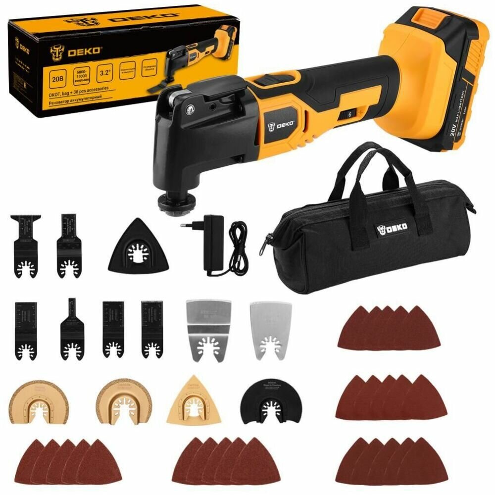 Многофункциональный инструмент Deko DKOT в сумке + набор предметов 38 шт 20В 1*2.0Ач з/у 083-1202