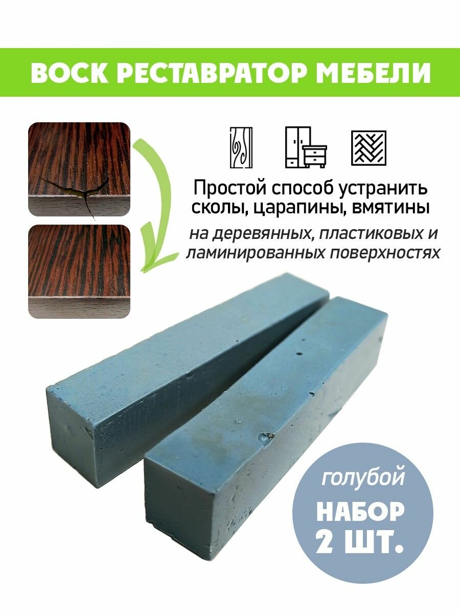 Воск мягкий для реставрации мебели и напольного покрытия/ 2 шт/ цвет - Голубой