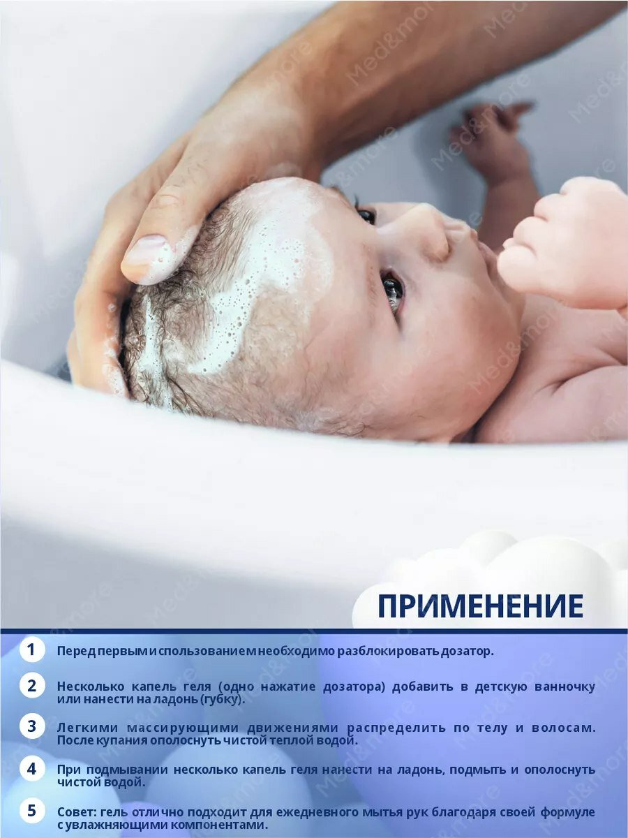 Гель для купания младенцев Bubchen, 400 мл, с дозатором — фото 1