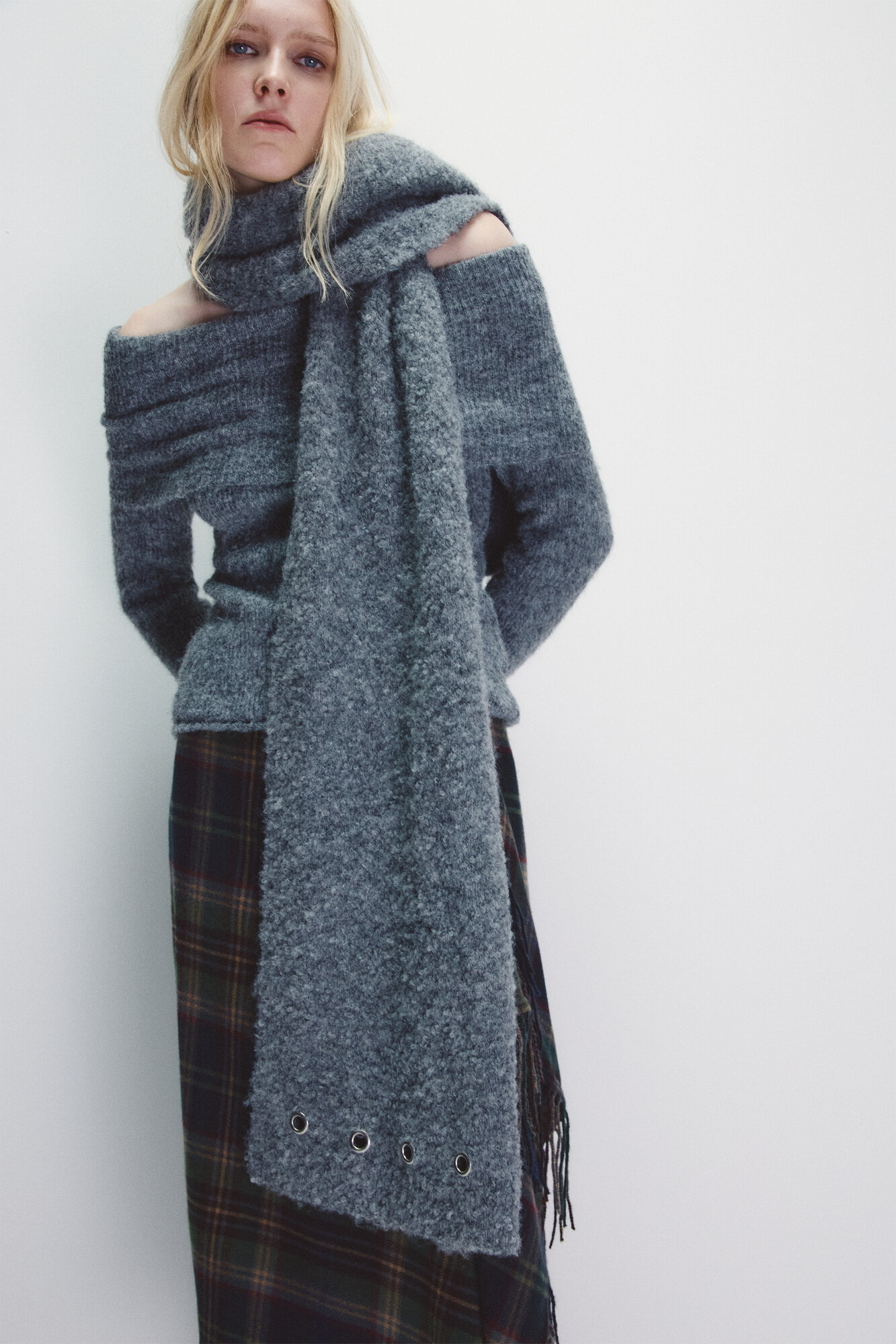 Шарф Befree для женщин,180х40 см, универсальный, серый