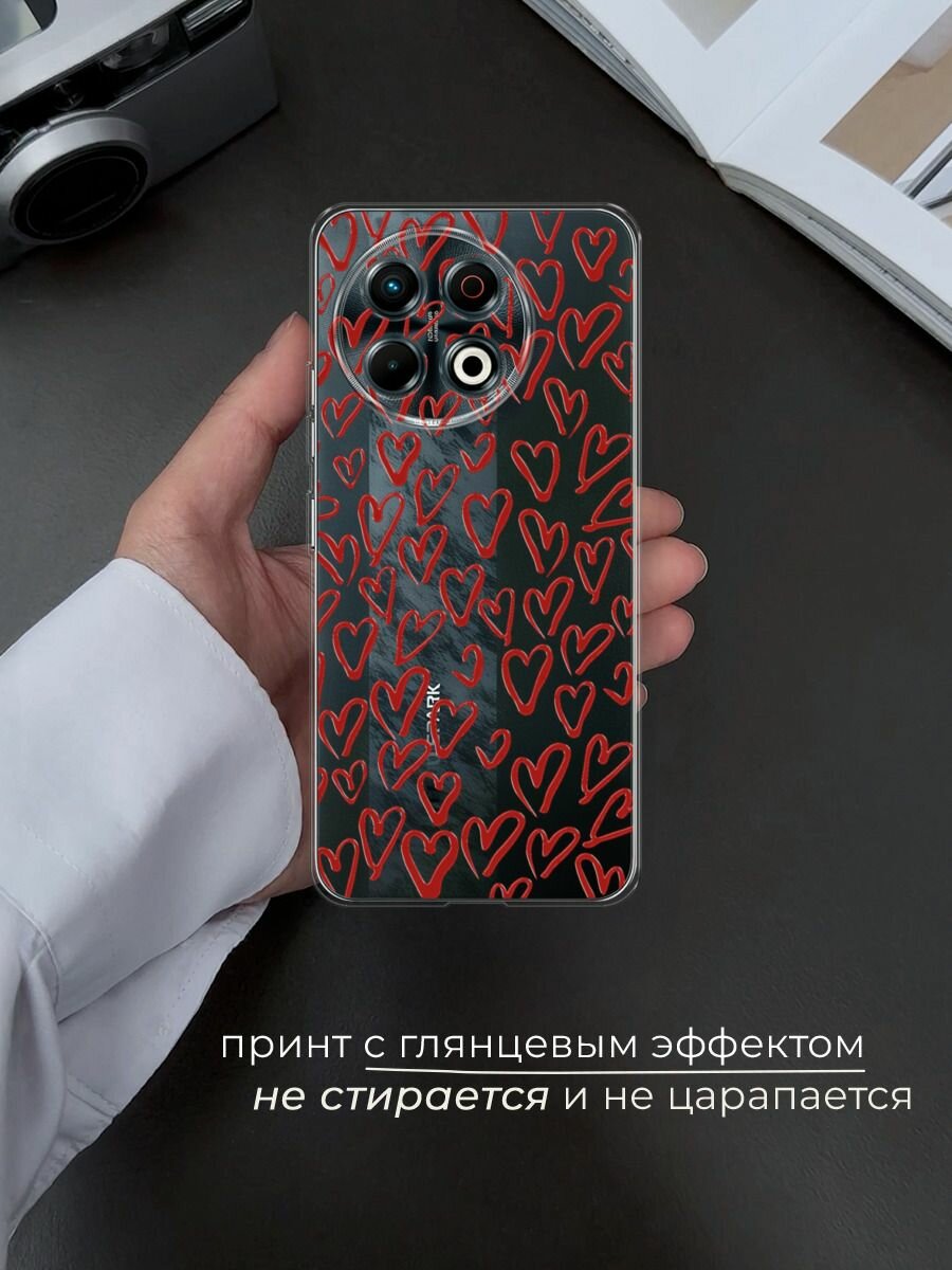 Чехол на Tecno Spark 30 Pro / Текно Спарк 30 Про с принтом "Легкие бордовые сердечки" — фото 1