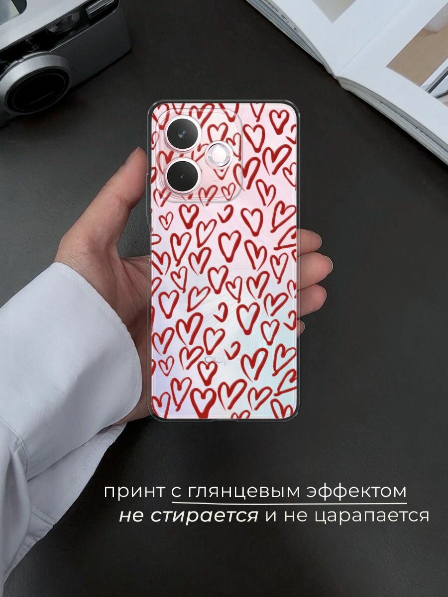Чехол на Oppo A5 Pro / Оппо А5 Про с принтом "Легкие бордовые сердечки" — фото 1