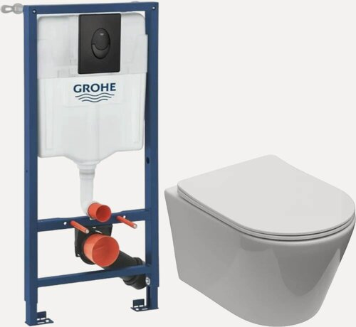 Изображение товара Комплект 2 в 1 Унитаз подвесной Aquanet Logan Tornado 340298 / Инсталляция с кнопкой Grohe Rapid SL 1000044 цвет черный