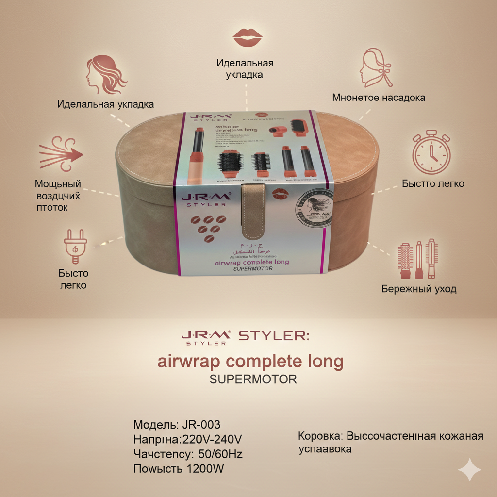 Фен для волос, фен-стайлер для укладки и завивки волос, 5 в 1, Dayson, подарочный кейс